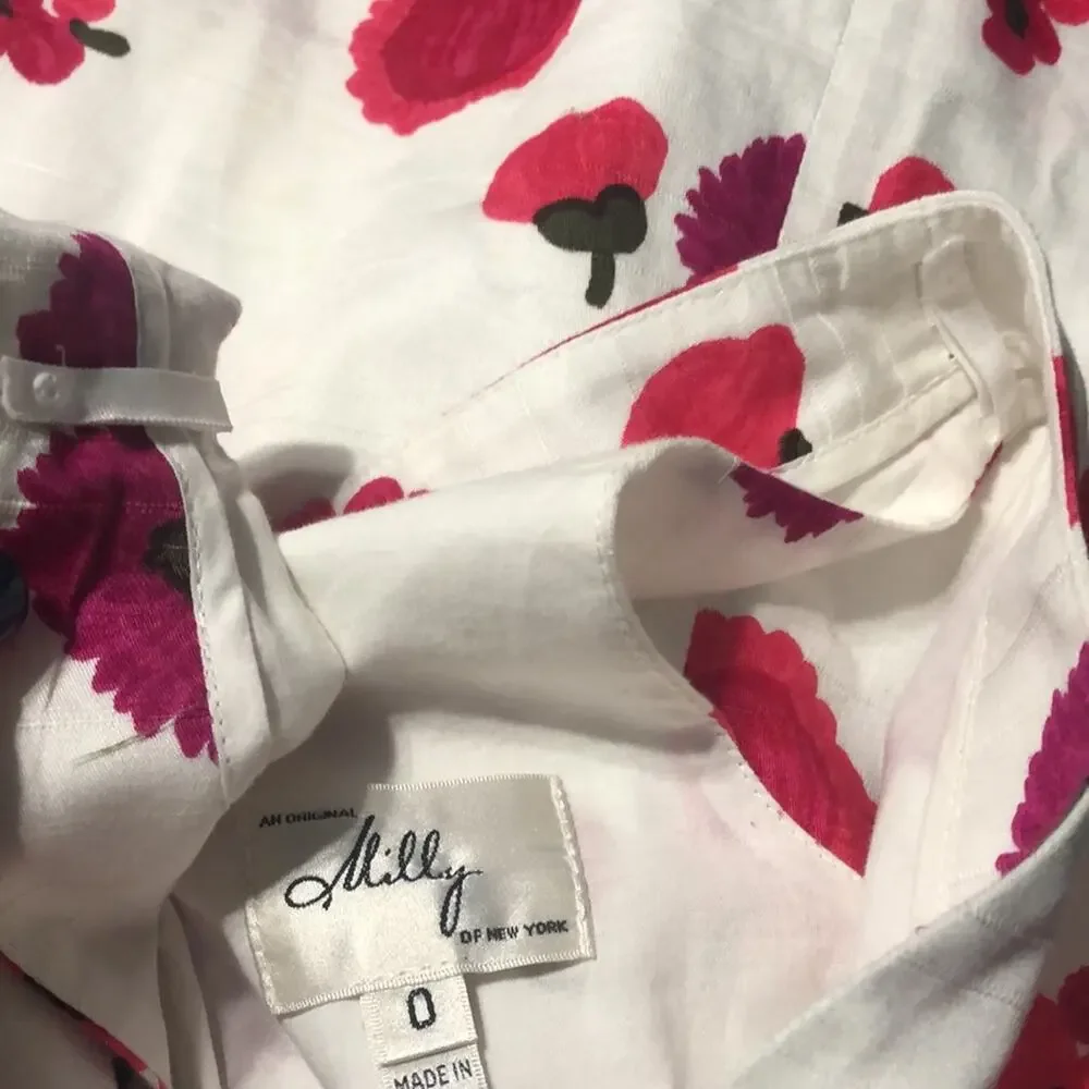 Milly White Floral Print Dress Women’s Size 0 - Picture 4 of 7